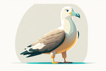 Albatross cute caracter on white Background. Generative ai