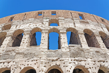 A wall fragment of Colosseum amphitheater in Rome, Italy