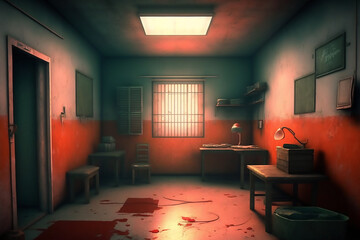 interrogation room dark red room