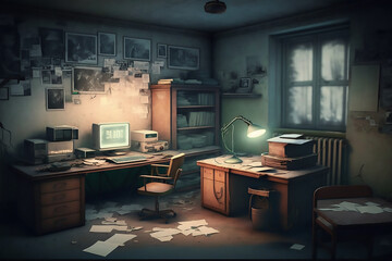 interrogation room with PC