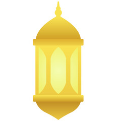 Gradient icon of golden islamic lantern for ornament ramadan design. Shiny lantern graphic resource for ramadan greeting decoration design element in muslim culture and islam religion