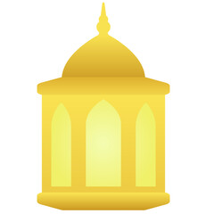 Gradient icon of golden islamic lantern for ornament ramadan design. Shiny lantern graphic resource for ramadan greeting decoration design element in muslim culture and islam religion