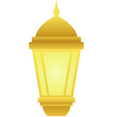 Gradient icon of golden islamic lantern for ornament ramadan design. Shiny lantern graphic resource for ramadan greeting decoration design element in muslim culture and islam religion