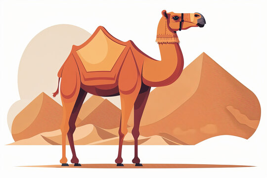 Camel cute caracter on white Background. Generative ai