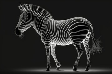 Fototapeta na wymiar stripeless zebra design. Fantastic texture, just black and white. It works wonderfully as a print on gift wrap, bedding, fabric, cover, wallpaper, apparel, kid's clothing, and tote bags. Generative AI