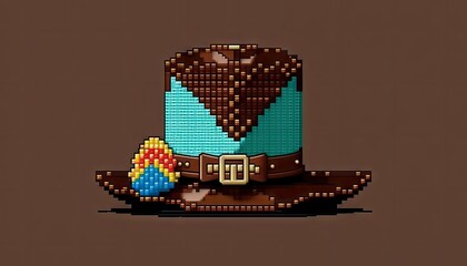 Colorful Artistic Design Easter Bonnet Wallpaper Featuring Beautiful Chocolate Designs and Intricate Pixel Art for Desktop Background or Digital Device (generative AI