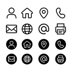 Basic Contact Line Icon Set for Business Card icons, curriculum vitae, website, brand guide, etc