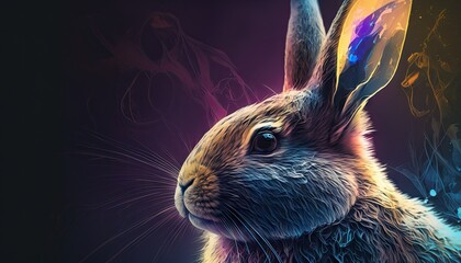 Colorful Artistic Design Easter Bunny Animal Wallpaper Featuring Beautiful Cinematic Designs and Intricate Abstract Art for Desktop Background or Digital Device (generative AI