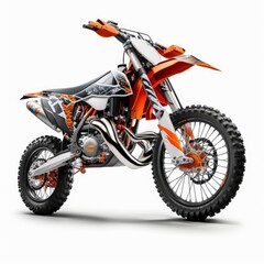 motocross isolated on white background template, moto bike epic elegant high detailed shot with copy space , generative ai