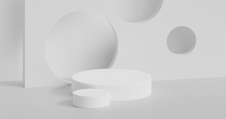 3d rendering of gray podium or pedestal for product display