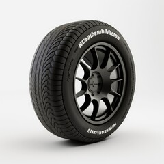 Obraz premium car wheel isolated on white background, copy space, 3d render, car tire, generative ai