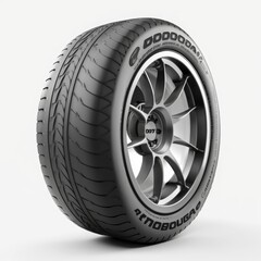 Obraz premium car wheel isolated on white background, copy space, 3d render, car tire, generative ai
