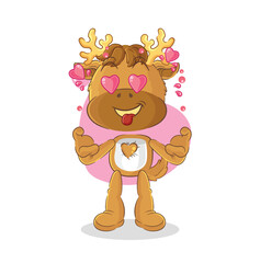 moose fallin love vector. cartoon character