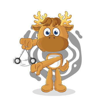 brown moose playing with yoyo clip art preview