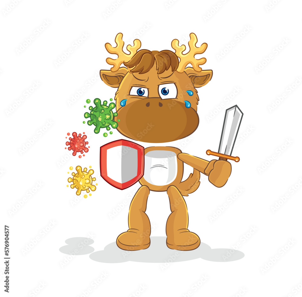 Canvas Prints moose against viruses cartoon. cartoon mascot vector