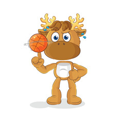 moose playing basket ball mascot. cartoon vector