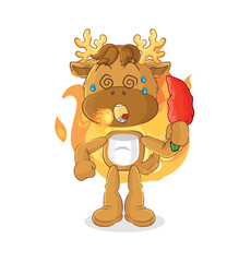 moose eat hot chilie mascot. cartoon vector