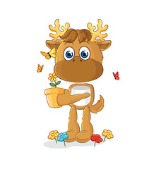 moose with a flower pot. character vector