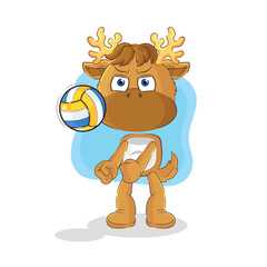 moose play volleyball mascot. cartoon vector