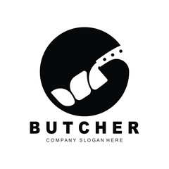 Butcher logo design, Knife Cutting Tool Vector Template, Product Brand Illustration Design For Butcher, Farm, Butcher Shop