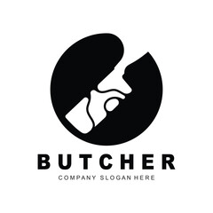 Butcher logo design, Knife Cutting Tool Vector Template, Product Brand Illustration Design For Butcher, Farm, Butcher Shop