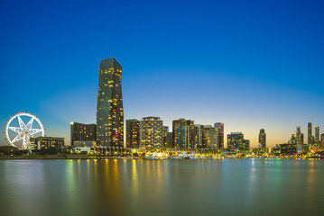 melbourne city business district (cbd) by yarra river in australia
