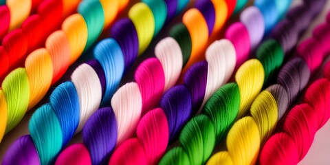 threads of yarn close-up multi-colored threads