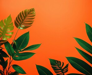 Fototapeta na wymiar leaves on a yellow orange background beautiful background wallpaper Stock photographic Image 