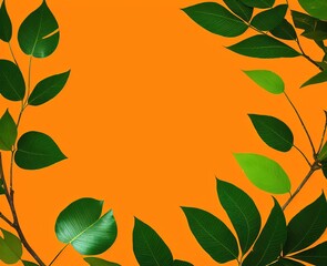 background with leaves on orange background beautiful background wallpaper Stock photographic Image 