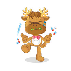 moose drug overdose. cartoon illustration