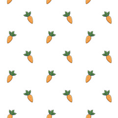 Cute Carrot seamless pattern in doodle style. Vector hand drawn cartoon Carrot illustration.