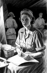 Women nurse in field hospital
