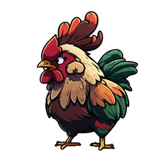 cute rooster cartoon style