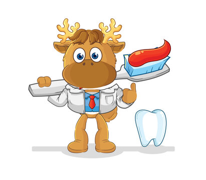 moose dentist illustration. character vector