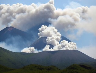 smoke from the volcano beautiful background wallpaper Stock photographic Image 