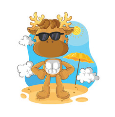moose sunbathing in summer. character vector
