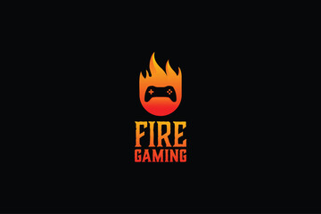 logo fire gaming on isolated black background.