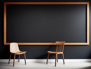 Blackboard School Room background with chair in front