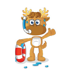 moose swimmer with buoy mascot. cartoon vector