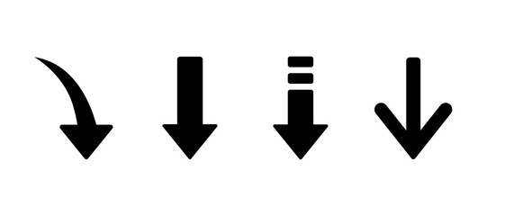 Down arrow vector icon set