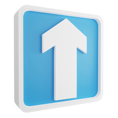 3D render one way traffic sign icon isolated on transparent background, blue informative sign