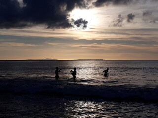 Fototapeta premium Fishermans In Ujungkulon Beach