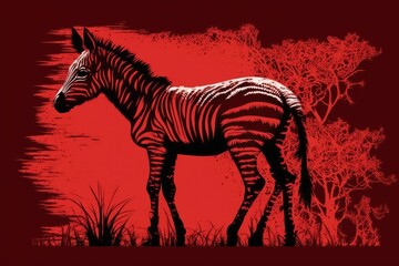 Fototapeta premium Unique zebra foal spotted in Masai Mara. Generative AI