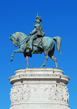 Famous Victor Emmanuel II, Vittorio Emanuele II, monument at the Altar of the Fatherland National Monument in Rome, Italy