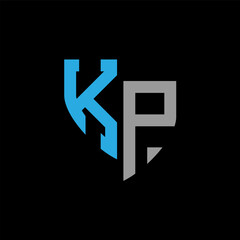 KP abstract monogram logo design on black background. KP creative initials letter logo concept.
