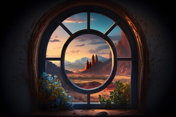 Obraz premium window created using AI Generative Technology