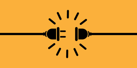 Electric socket with plug vector concept