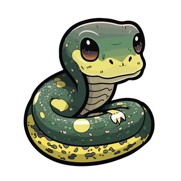 cute anaconda cartoon style