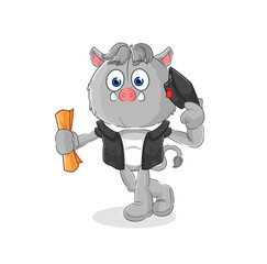Fototapeta premium wild boar graduation vector. cartoon character