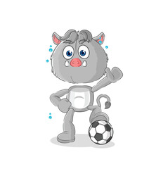 wild boar playing soccer illustration. character vector